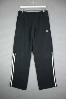 Adidas Black Wide Leg Sweatpants Track Pants with Side Stripes SMall Mens